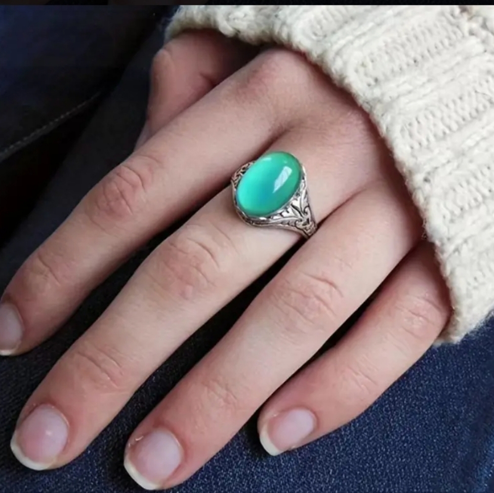 Color Changing Ring Silvery Size 7 8 9 Mood Ring 70s Style Mood Rings - Picture 12 of 12